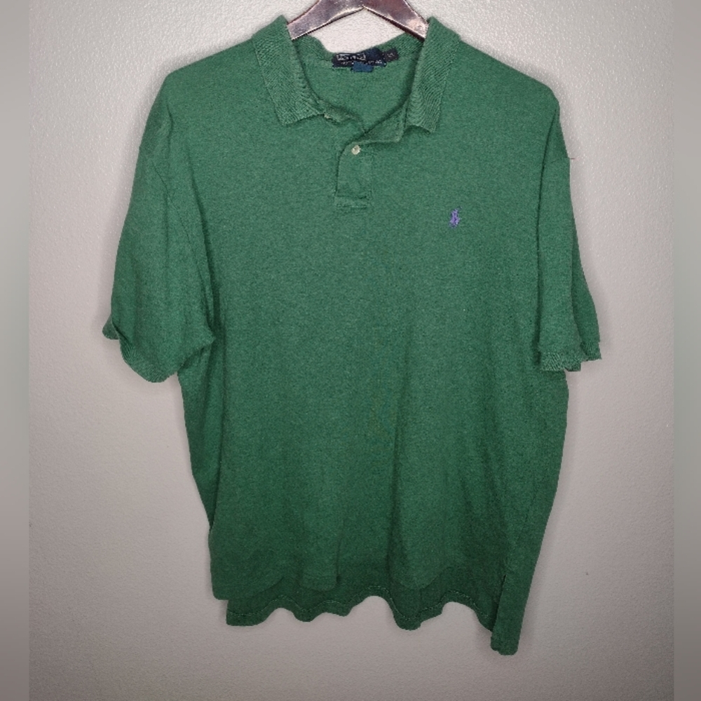 Polo Ralph Lauren Mens Polo Shirt XL Green Collar Pony Preppy Sort Sleeve H